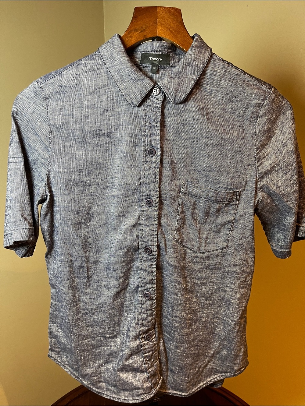 Theory Short Sleeve Button-Up Shirt - Dark Blue - Picture 2 of 3